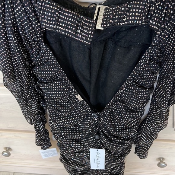 NWT For Love and Lemons Glitter Ruched Cocktail Mini Dress Size M - Picture 7 of 9